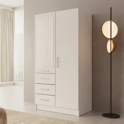 Komodo - Kledingkast met 2 deuren - Wit - 101x61x201 cm