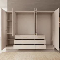 Komodo - Kledingkast met 5 deuren - Beige - 250x61x201 cm