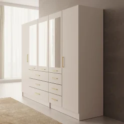 Komodo - Kledingkast met 5 deuren - Beige - 250x61x201 cm