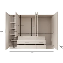 Komodo - Kledingkast met 5 deuren - Beige - 250x61x201 cm
