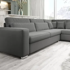 Kristina - Hoekbank 5-zits - Grijs velvet - Rechts - 320x245x88 cm