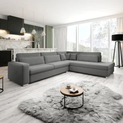 Kristina - Hoekbank 5-zits - Grijs velvet - Rechts - 320x245x88 cm
