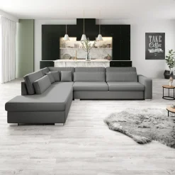 Kristina - Hoekbank 5-zits - Grijs velvet - Links - 320x245x88 cm