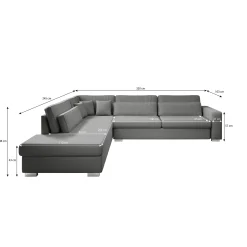 Kristina - Hoekbank 5-zits - Grijs velvet - Links - 320x245x88 cm