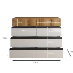 Ladekast Madeline 3 - Wit - 112x40x87 cm