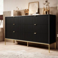 Ladekast Navil 2 - Zwart - 154x39x91 cm