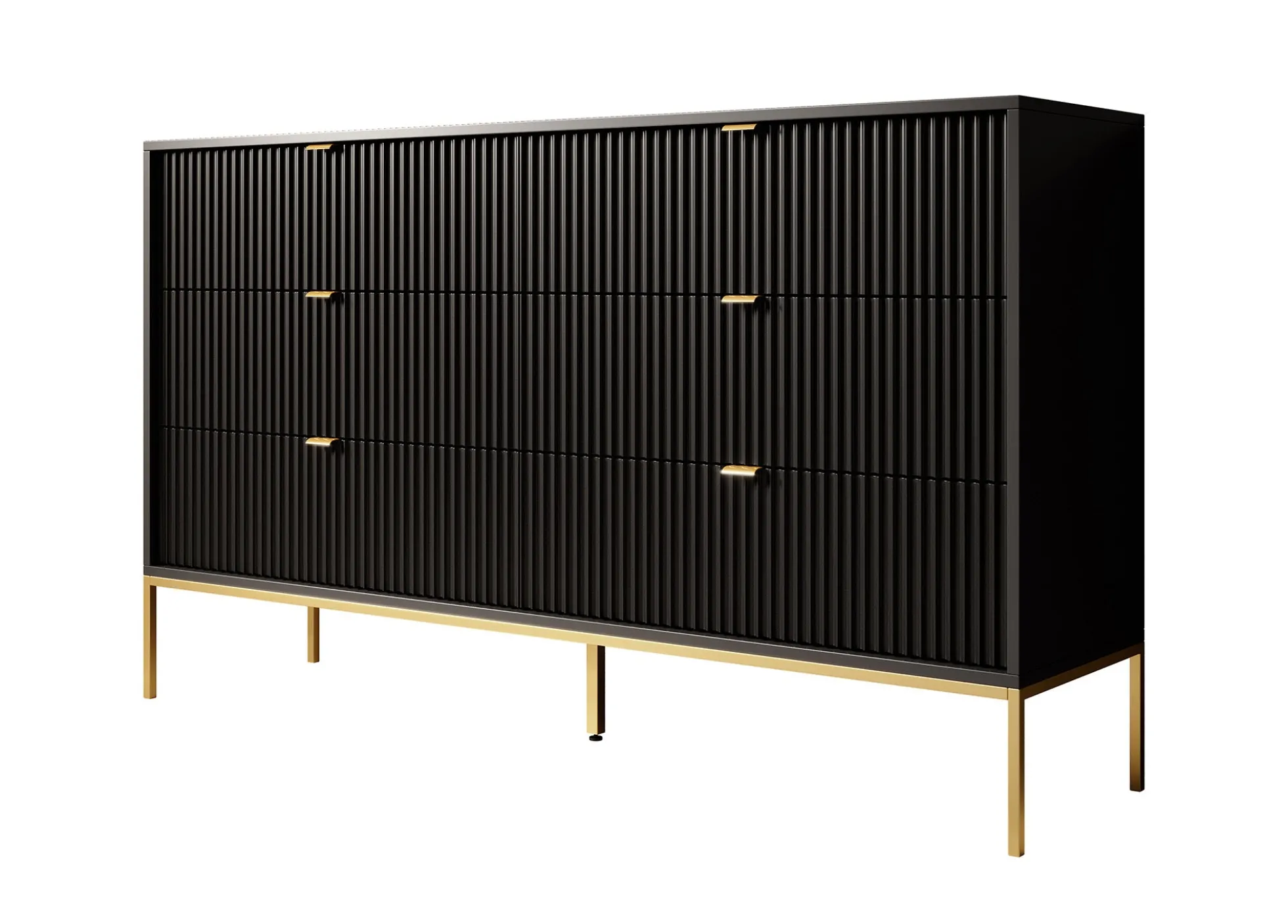 Ladekast Navil 2 - Zwart - 154x39x91 cm
