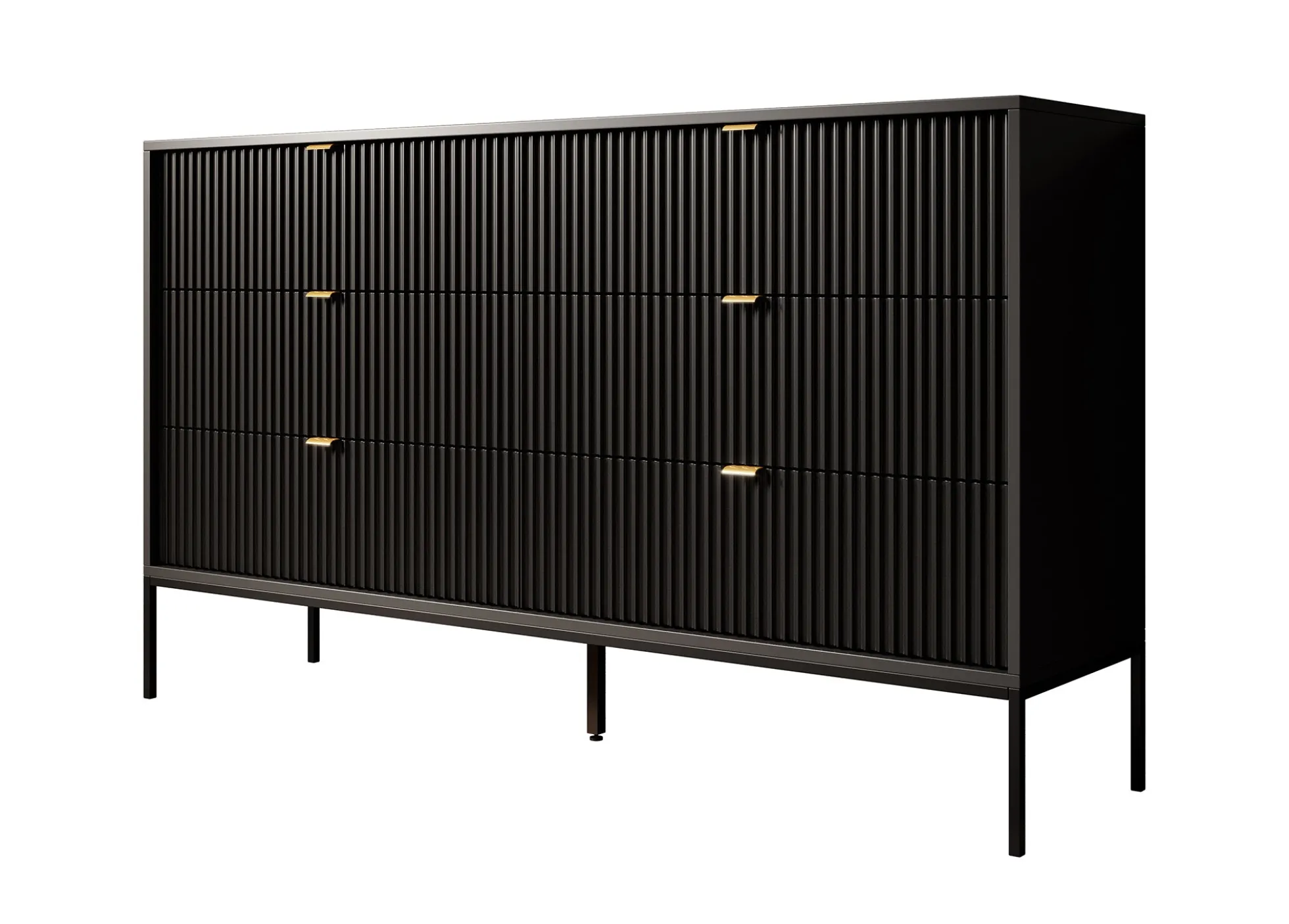 Ladekast Navil - Zwart - 154x39x91 cm