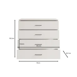 Ladekast Vidor - Wit - 93x40x90 cm