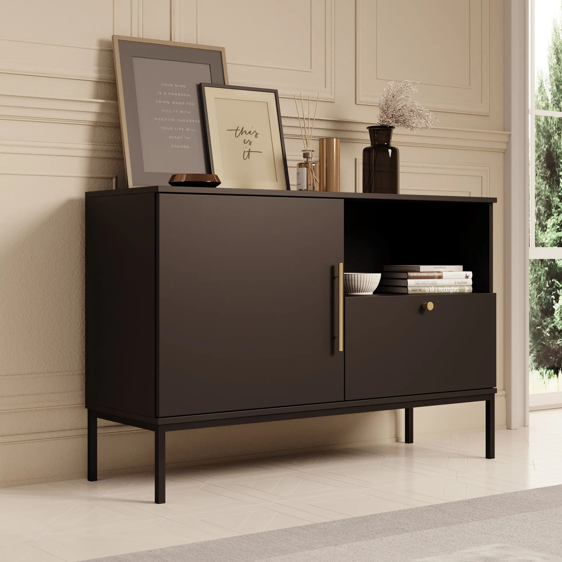 Lagos - Dressoir - Zwart - 120x40x80 cm
