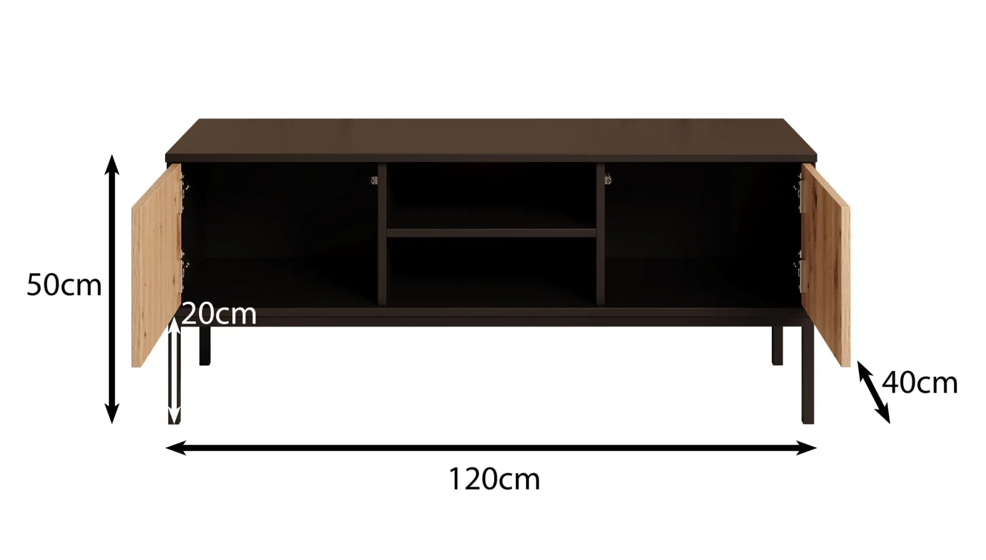 Lagos - TV-Meubel met 2 deuren - Zwart - 120 cm