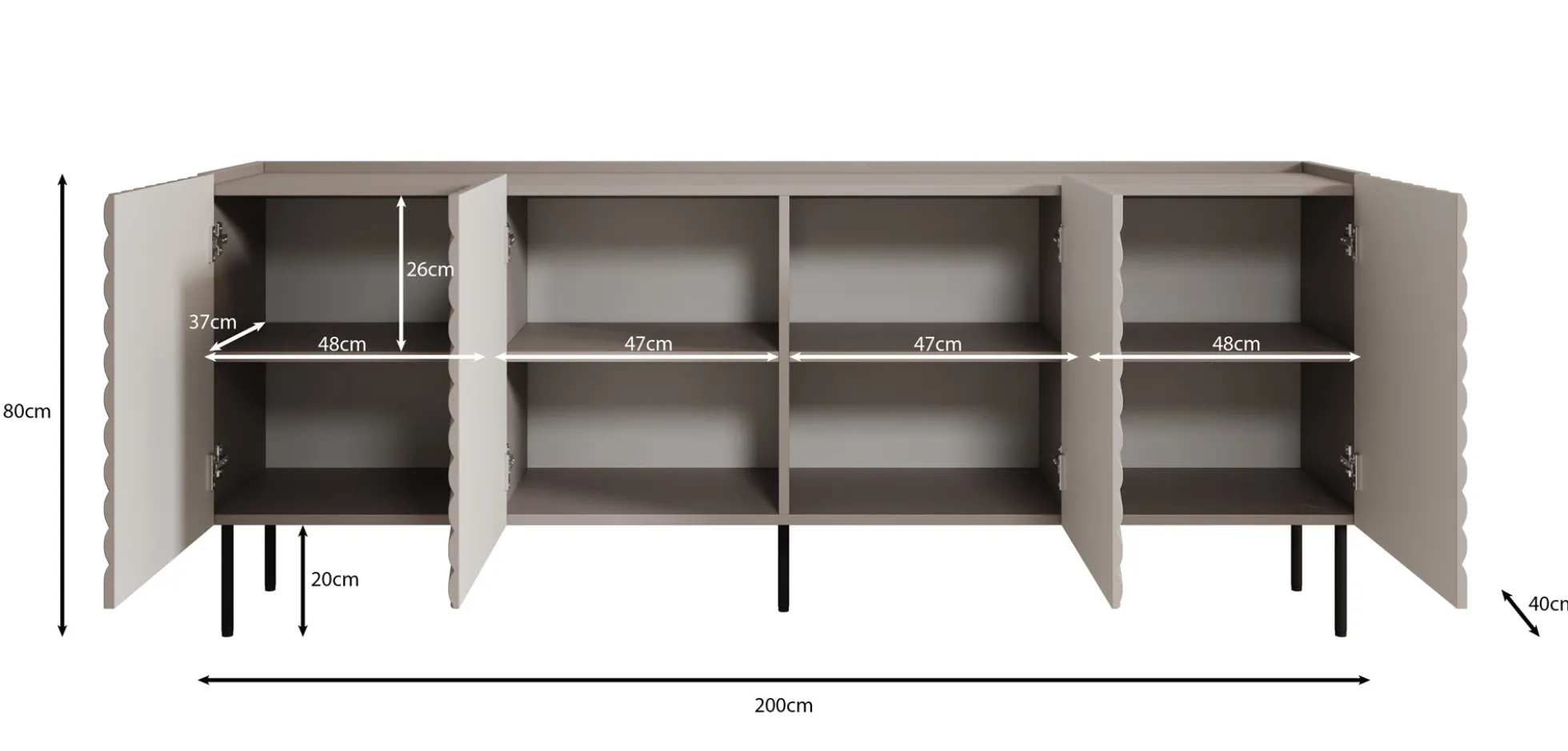 Laguna - Dressoir - Beige - 200x40x80 cm