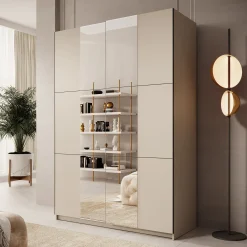 Landon - Kledingkast met schuifdeuren - Beige - 150x58x218 cm