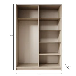 Landon - Kledingkast met schuifdeuren - Beige - 150x58x218 cm