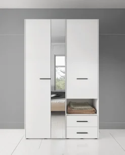 Laura - Kledingkast met deuren - Wit - 128x54x206 cm