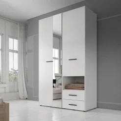 Laura - Kledingkast met deuren - Wit - 128x54x206 cm