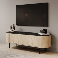 Lauran - TV-Meubel - Eiken/Zwart - 140x40x45 cm