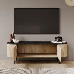 Lauran - TV-Meubel - Eiken/Zwart - 140x40x45 cm