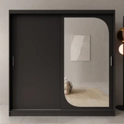 Lava - Kledingkast met 2 schuifdeuren - Zwart - 200x62x200 cm