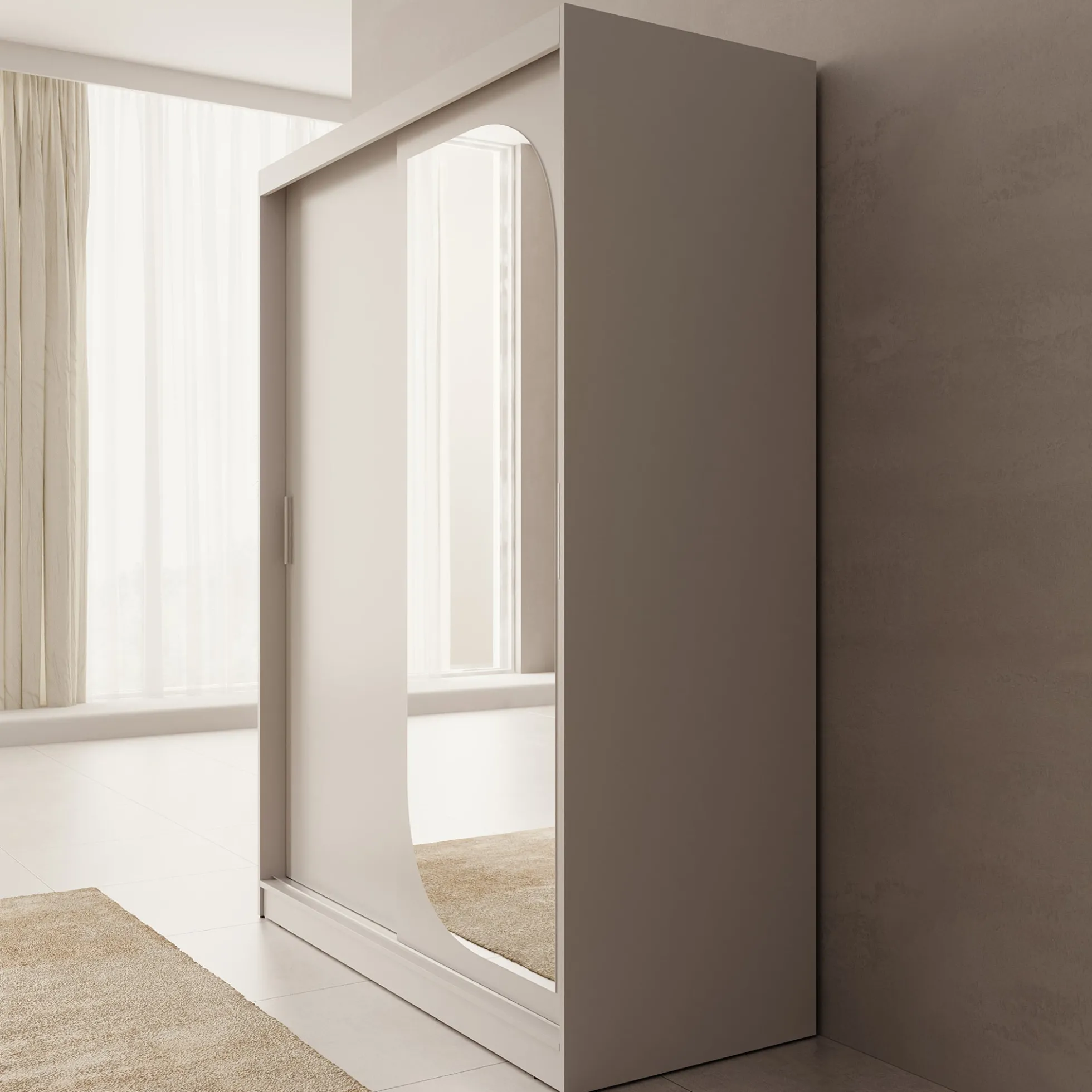 Lava - Kledingkast met 2 schuifdeuren - Beige - 150x62x200 cm
