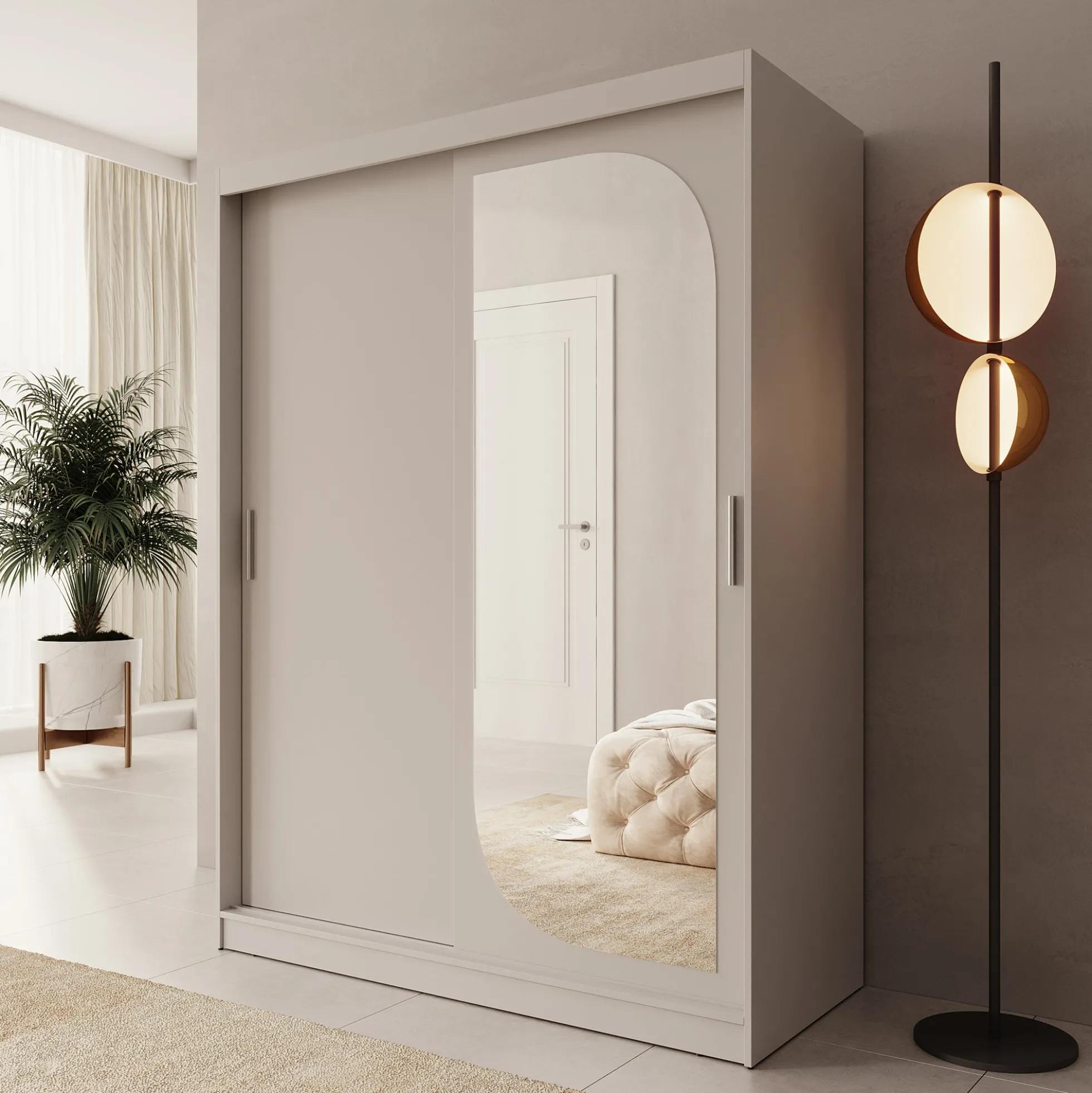 Lava - Kledingkast met 2 schuifdeuren - Beige - 150x62x200 cm