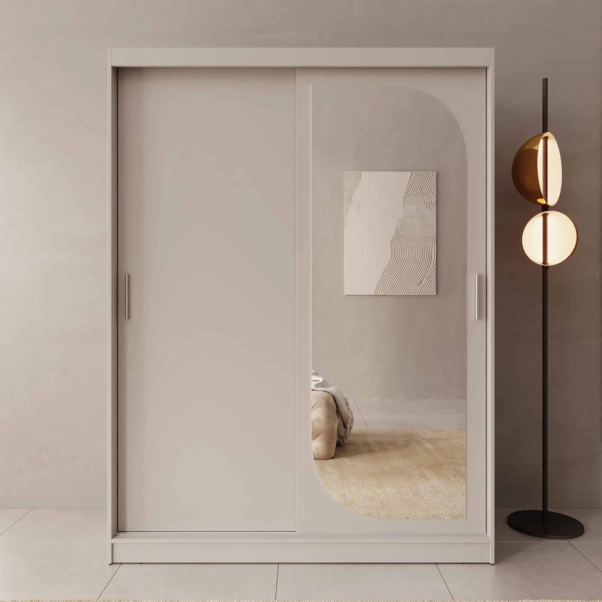 Lava - Kledingkast met 2 schuifdeuren - Beige - 150x62x200 cm