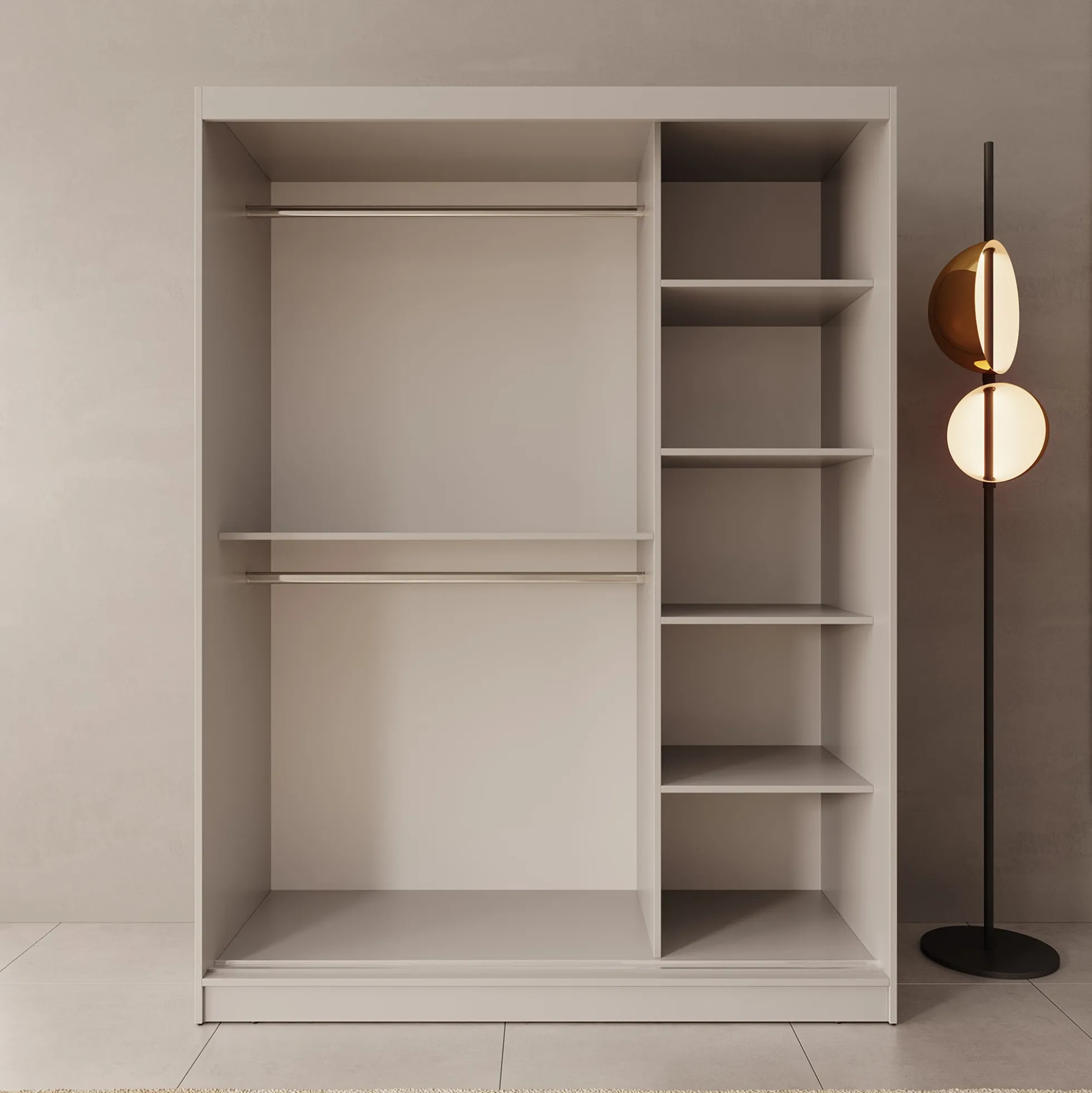 Lava - Kledingkast met 2 schuifdeuren - Beige - 150x62x200 cm