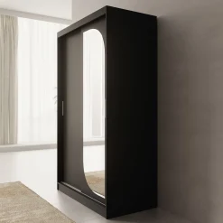 Lava - Kledingkast met 2 schuifdeuren - Zwart - 120x62x200 cm