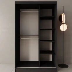 Lava - Kledingkast met 2 schuifdeuren - Zwart - 120x62x200 cm