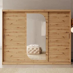 Lava - Kledingkast met 3 schuifdeuren - Eikenpatroon - 250x62x200 cm