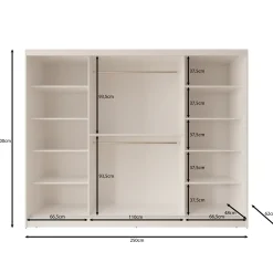 Lava - Kledingkast met 3 schuifdeuren - Wit - 250x62x200 cm