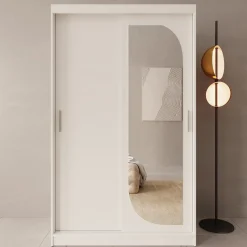 Lava - Kledingkast met 2 schuifdeuren - Wit - 120x62x200 cm