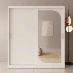 Lava - Kledingkast met 2 schuifdeuren - Wit - 180x62x200 cm