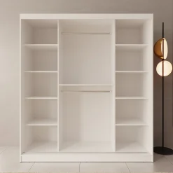 Lava - Kledingkast met 2 schuifdeuren - Wit - 180x62x200 cm
