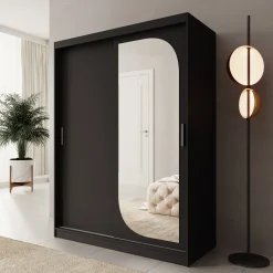 Lava - Kledingkast met 2 schuifdeuren - Zwart - 150x62x200 cm