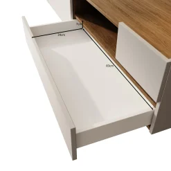 Lavar - TV-meubel - Wit/Eiken - 269x41x32 cm