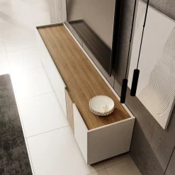 Lavar - TV-meubel - Wit/Eiken - 204x41x50 cm