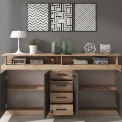 Lavina - Dressoir - Grijs/old wood - 190x32x96 cm