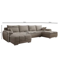 Layana U - Hoekbank 4-zits met chaise longue - Stof beige - Universeel