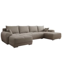 Layana U - Hoekbank 4-zits met chaise longue - Stof beige - Universeel