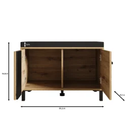 Lazuli - Schoenenkast met zitkussen - Eikenpatroon - 80x40x57 cm