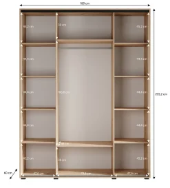 Leandro - Kledingkast met schuifdeuren - Zwart - 180x60x235 cm