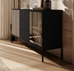 Legend 2 - Dressoir - Zwart/eiken - 154x39x83 cm