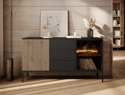 Legend 2 - Dressoir - Zwart/eiken - 154x39x83 cm