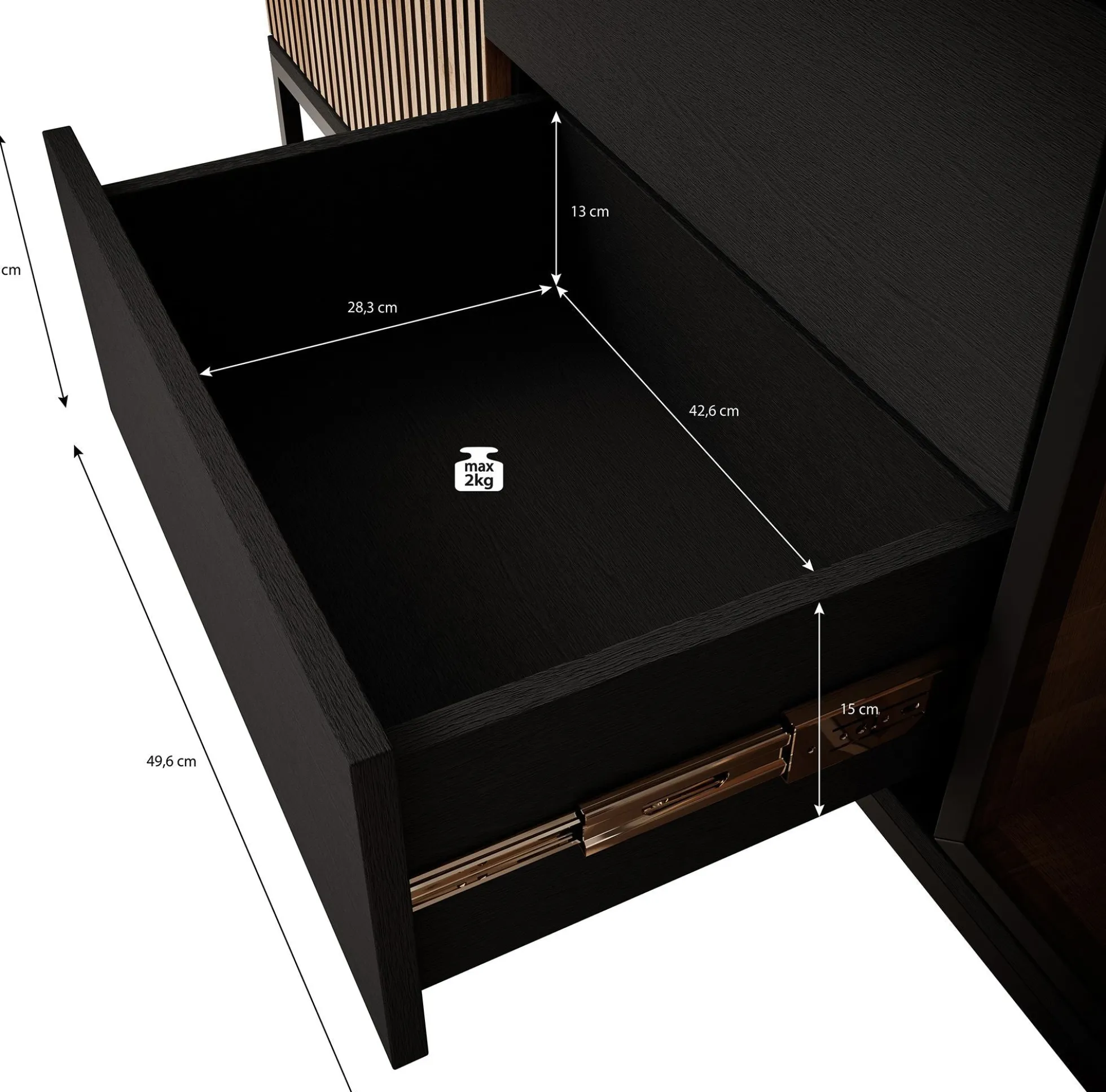 Legend 2 - Dressoir - Zwart/eiken - 154x39x83 cm