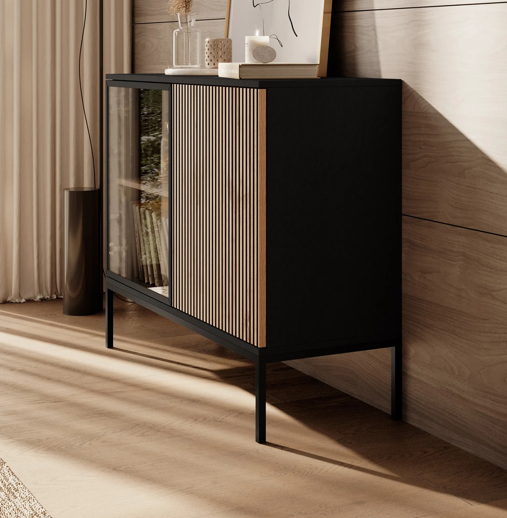 Legend - Dressoir - Zwart/eiken - 104x39x83 cm