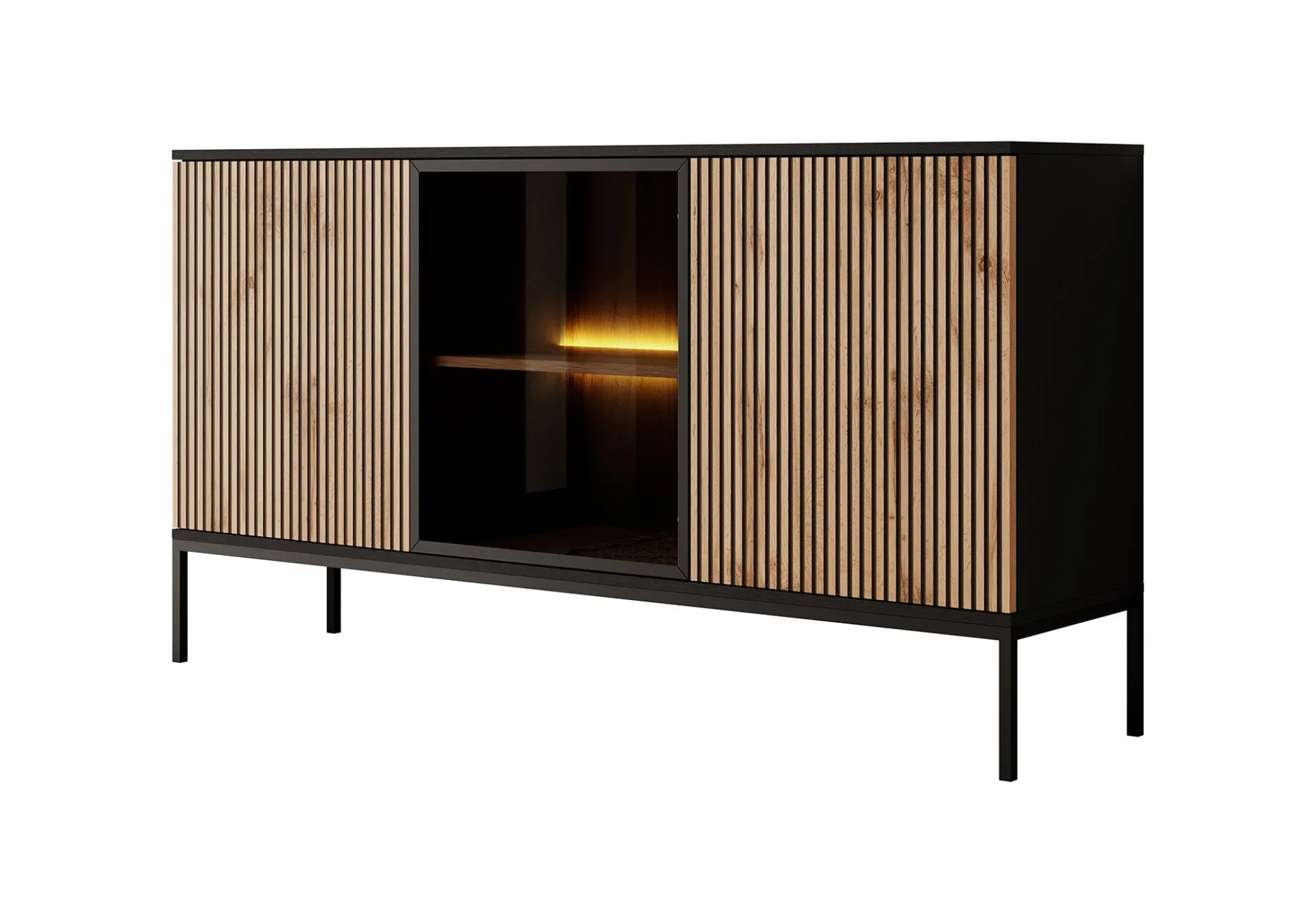 Legend - Dressoir - Zwart/eiken - 154x39x83 cm