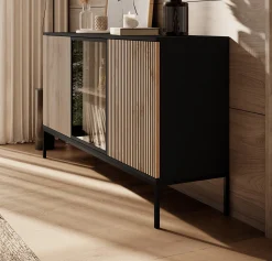Legend - Dressoir - Zwart/eiken - 154x39x83 cm