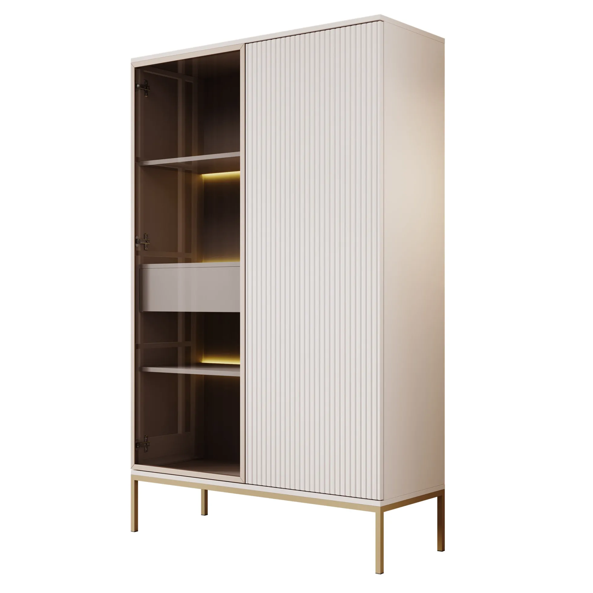 Legend - Vitrinekast - Beige - 104x39x166 cm