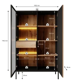Legend - Vitrinekast - Beige - 104x39x166 cm